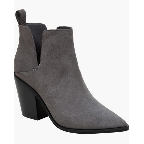 Lisa Vicky Suede Boots 7 Gray NWOT Ankle Booties Western Stack Heel Point Toe - Picture 1 of 9